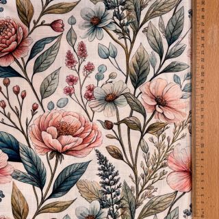 Viszkóz lenvászonnal Floral design D