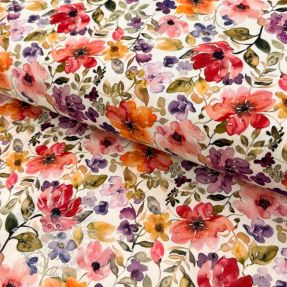 Viszkóz lenvászonnal Floral design B