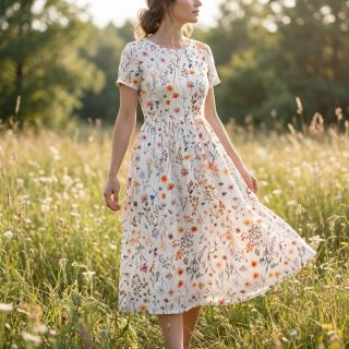 Viszkóz lenvászonnal Flower sea design B