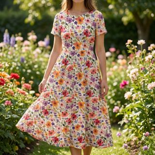 Viszkóz lenvászonnal Floral design B