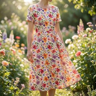 Viszkóz lenvászonnal Floral design B