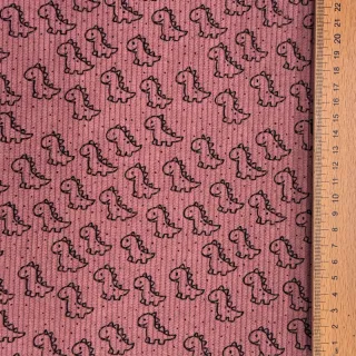 Kordbársony STRETCH Little dino old pink