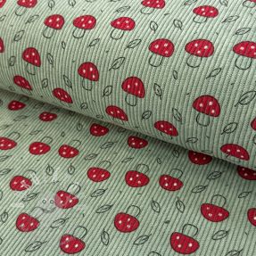 Kordbársony STRETCH Little mushrooms old green