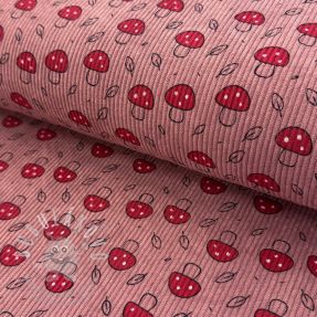 Kordbársony STRETCH Little mushrooms old pink