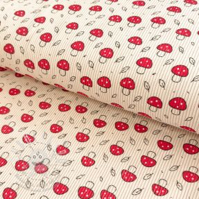 Kordbársony STRETCH Little mushrooms light sand