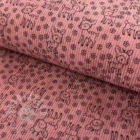 Kordbársony STRETCH Little deer old pink