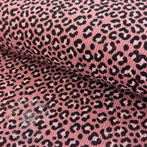 Kordbársony STRETCH Little Leopard old pink
