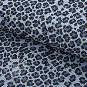 Kordbársony STRETCH Little Leopard old blue