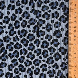 Kordbársony STRETCH Little Leopard old blue