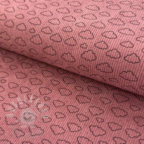 Kordbársony STRETCH Little clouds old pink