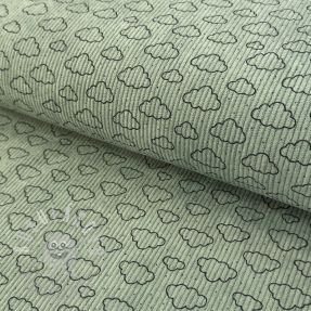 Kordbársony STRETCH Little clouds old green