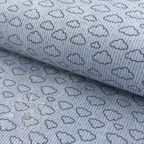 Kordbársony STRETCH Little clouds old blue