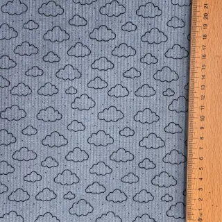 Kordbársony STRETCH Little clouds old blue
