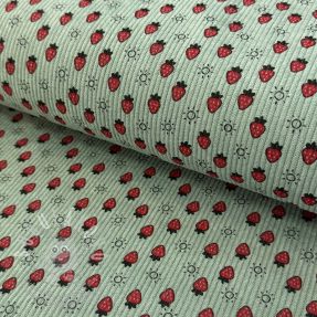 Kordbársony STRETCH Little strawberries old green