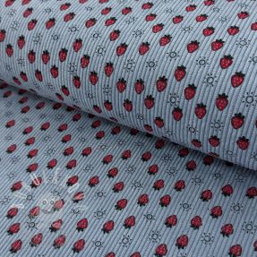 Kordbársony STRETCH Little strawberries old blue