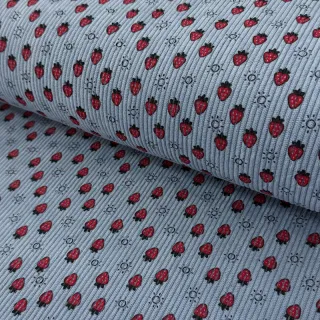 Kordbársony STRETCH Little strawberries old blue