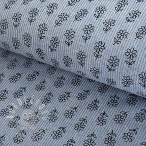 Kordbársony STRETCH Little flower old blue