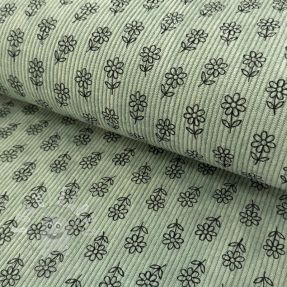 Kordbársony STRETCH Little flower old green