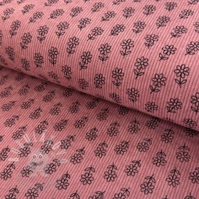 Kordbársony STRETCH Little flower old pink