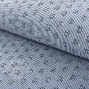 Kordbársony STRETCH Little bunny old blue