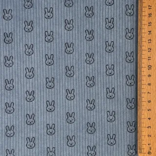 Kordbársony STRETCH Little bunny old blue