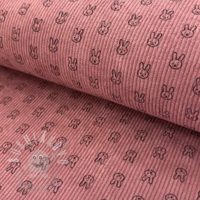 Kordbársony STRETCH Little bunny old pink