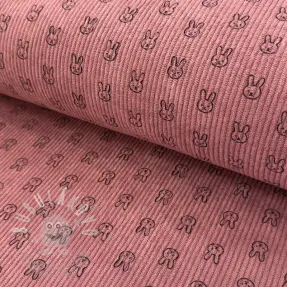 Kordbársony STRETCH Little bunny old pink