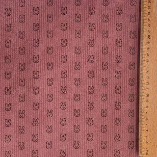 Kordbársony STRETCH Little bunny old pink