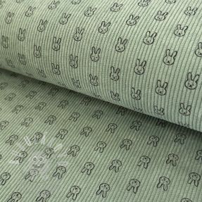 Kordbársony STRETCH Little bunny old green