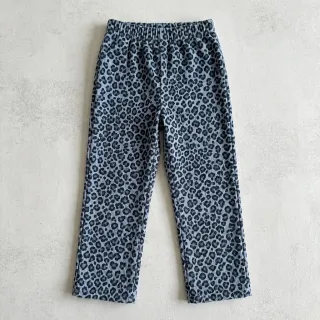 Kordbársony STRETCH Little Leopard old blue