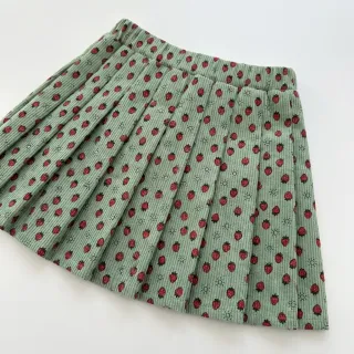 Kordbársony STRETCH Little strawberries old green