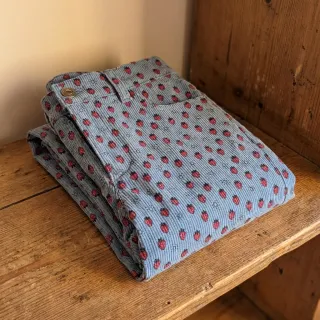 Kordbársony STRETCH Little strawberries old blue