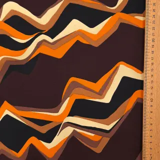 Pamutvászon SATIN Abstract waves dark brown