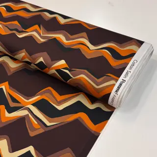 Pamutvászon SATIN Abstract waves dark brown