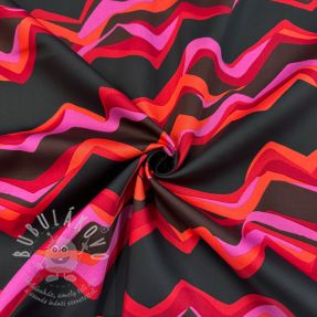 Pamutvászon SATIN Abstract waves dark red