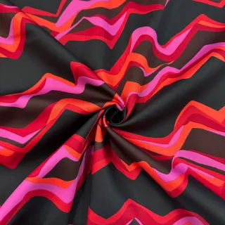 Pamutvászon SATIN Abstract waves dark red
