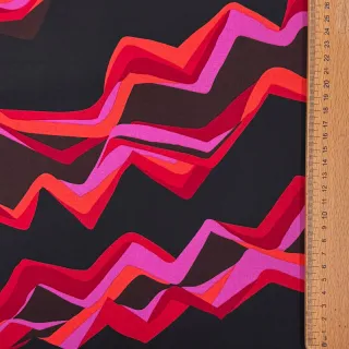Pamutvászon SATIN Abstract waves dark red