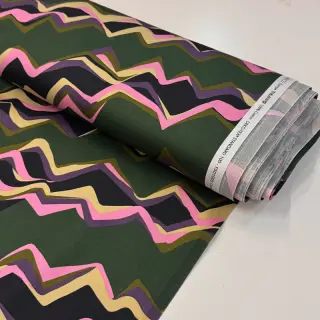 Pamutvászon SATIN Abstract waves dark green