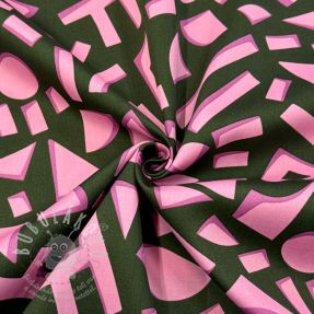 Pamutvászon SATIN Geometric dark green