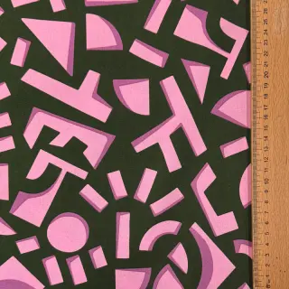 Pamutvászon SATIN Geometric dark green