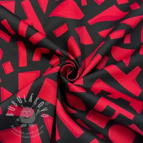 Pamutvászon SATIN Geometric dark red