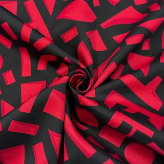 Pamutvászon SATIN Geometric dark red