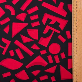 Pamutvászon SATIN Geometric dark red