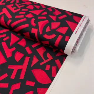 Pamutvászon SATIN Geometric dark red