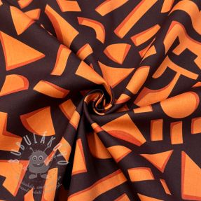 Pamutvászon SATIN Geometric dark brown