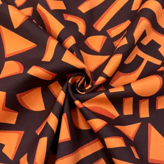 Pamutvászon SATIN Geometric dark brown