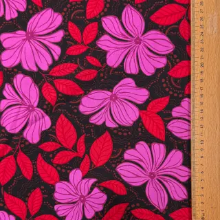 Pamutvászon SATIN Autumn flowers dark red