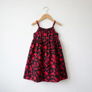 Pamutvászon SATIN Geometric dark red