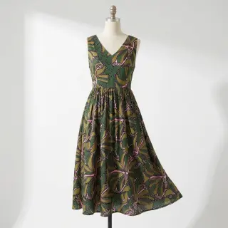 Pamutvászon SATIN Abstract dark green