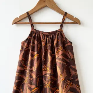 Pamutvászon SATIN Abstract dark brown